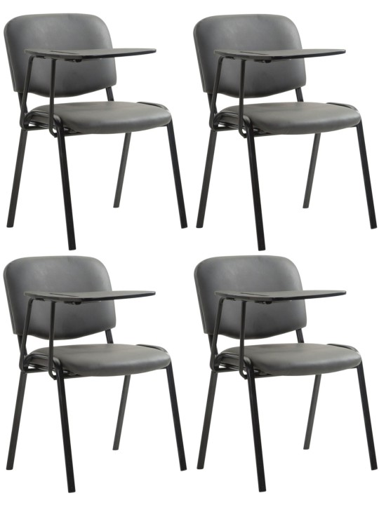 Set van 4 Ken stoelen met klaptafel kunstleer, grijs