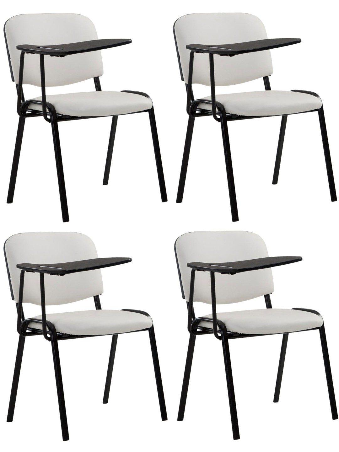 Set van 4 Ken stoelen met klaptafel kunstleer, wit