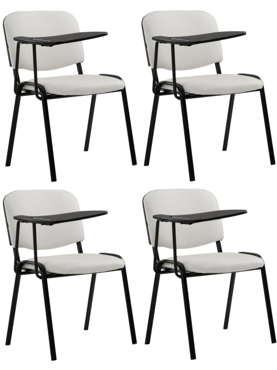 Set van 4 Ken stoelen met klaptafel kunstleer, wit