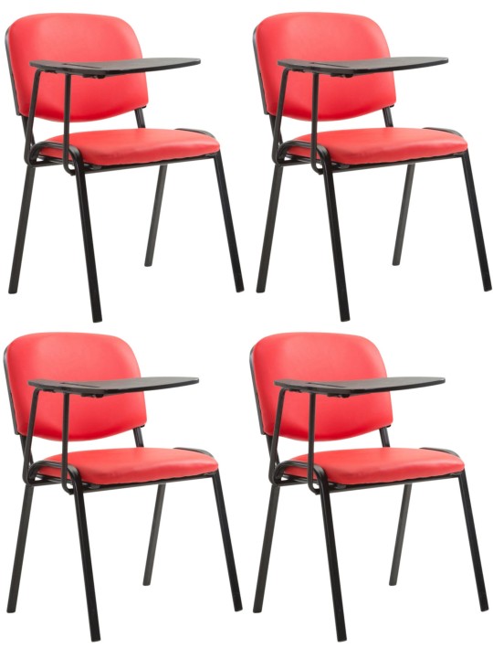 Set van 4 Ken stoelen met klaptafel kunstleer, rood