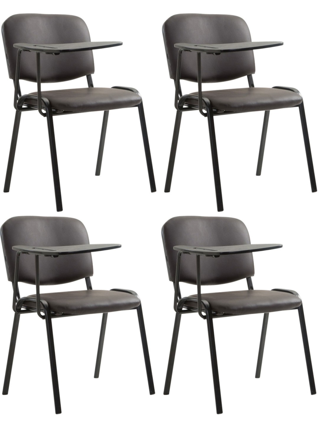 Set van 4 Ken stoelen met klaptafel kunstleer, bruin
