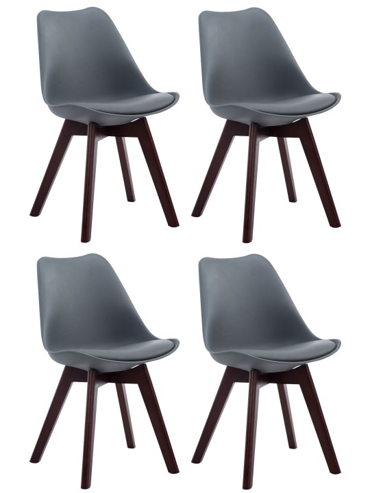 Set van 4 bezoekersstoelen Borneo V2 walnoot kunstleer, grijs