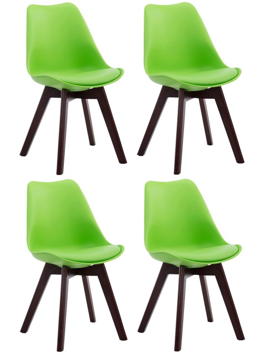 Set van 4 bezoekersstoelen Borneo V2 walnoot kunstleer, groen Set van 4 bezoekersstoelen Borneo V2 walnoot kunstleer, groen