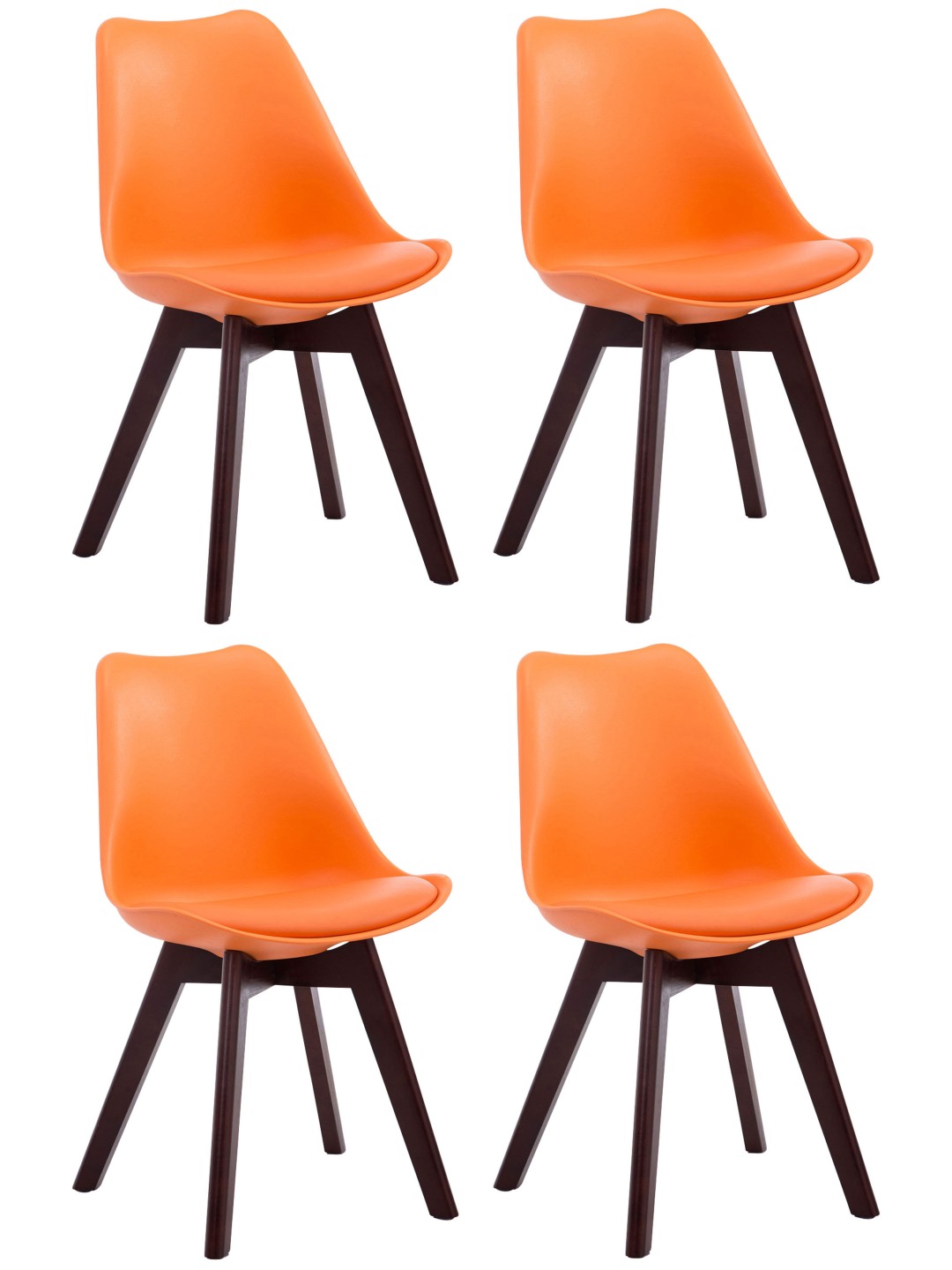 Set van 4 bezoekersstoelen Borneo V2 walnoot kunstleer, oranje