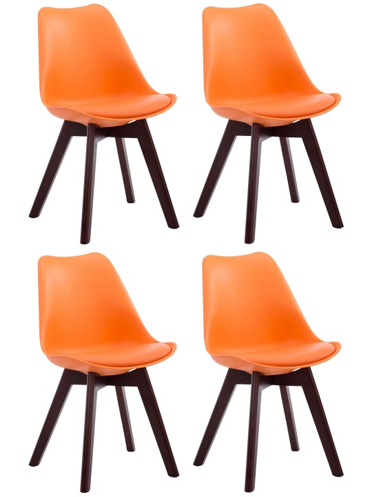 Set van 4 bezoekersstoelen Borneo V2 walnoot kunstleer, oranje