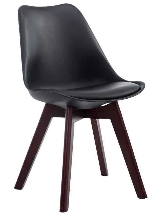 Set van 4 bezoekersstoelen Borneo V2 walnoot kunstleer, zwart