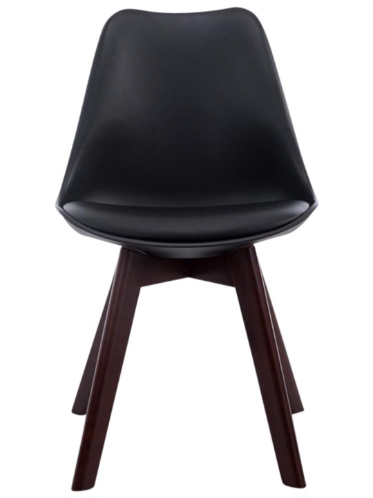 Set van 4 bezoekersstoelen Borneo V2 walnoot kunstleer, zwart