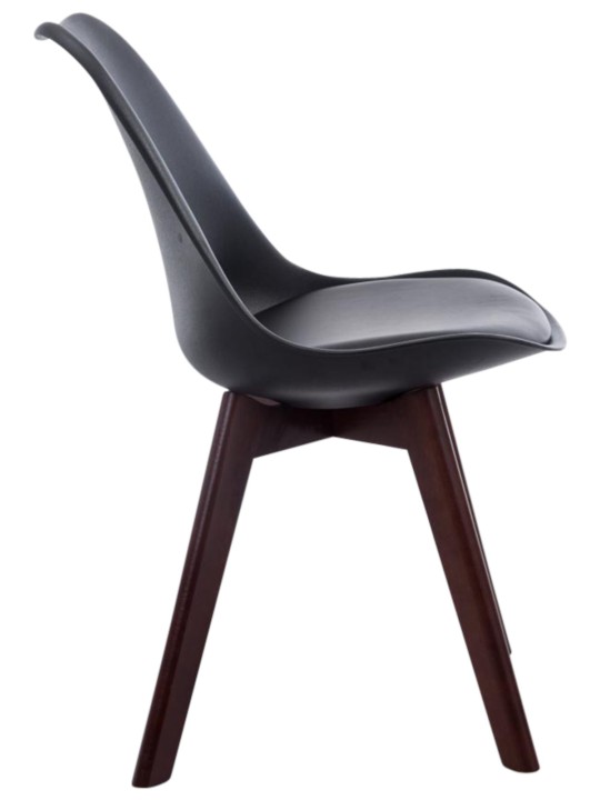 Set van 4 bezoekersstoelen Borneo V2 walnoot kunstleer, zwart