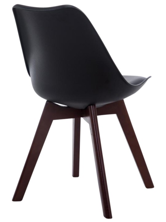 Set van 4 bezoekersstoelen Borneo V2 walnoot kunstleer, zwart
