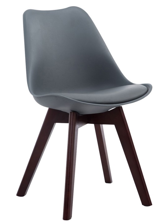 Set van 4 bezoekersstoelen Borneo V2 walnoot kunstleer, grijs