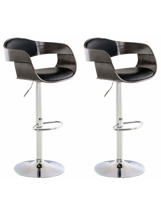 Set van 2 barkrukken Kingston C kunstleer, zwart/grijs