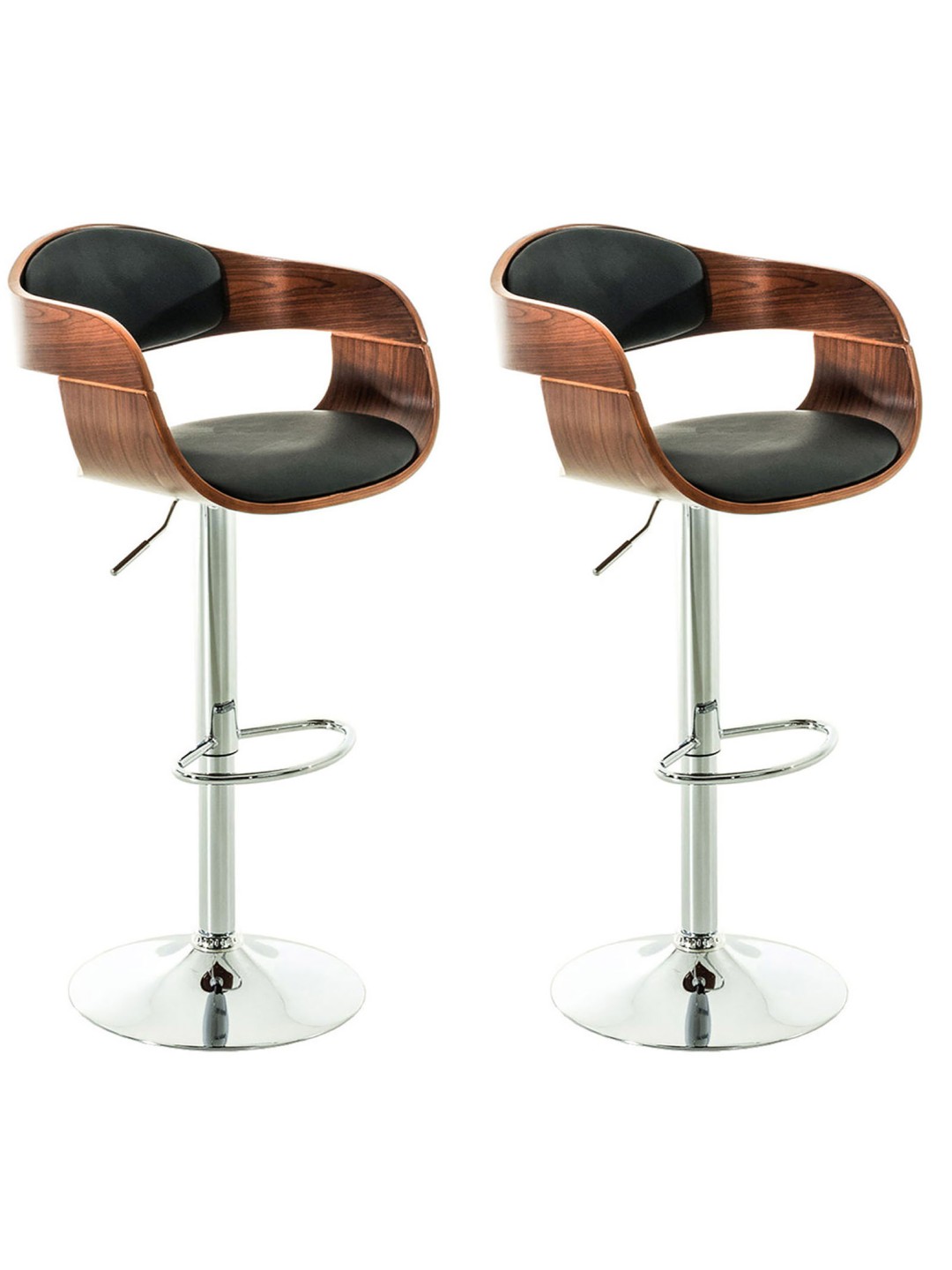 Set van 2 barkrukken Kingston C kunstleer, walnoot/zwart