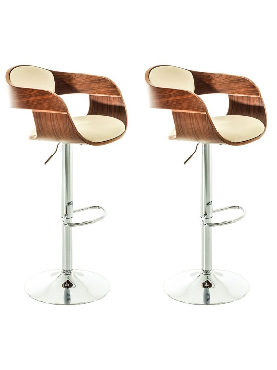 Set van 2 barkrukken Kingston C kunstleer, walnoot/crème Set van 2 barkrukken Kingston C kunstleer, walnoot/crème