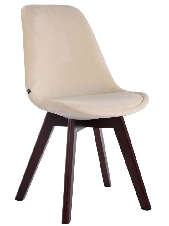 Set van 4 bezoekersstoelen Borneo V2 fluweel walnoot, crème