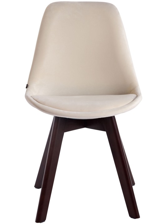 Set van 4 bezoekersstoelen Borneo V2 fluweel walnoot, crème