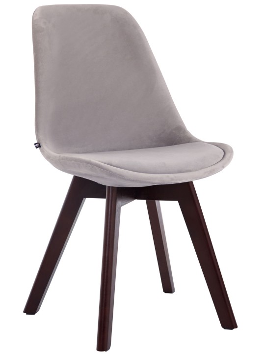 Set van 4 bezoekersstoelen Borneo V2 fluweel walnoot, grijs