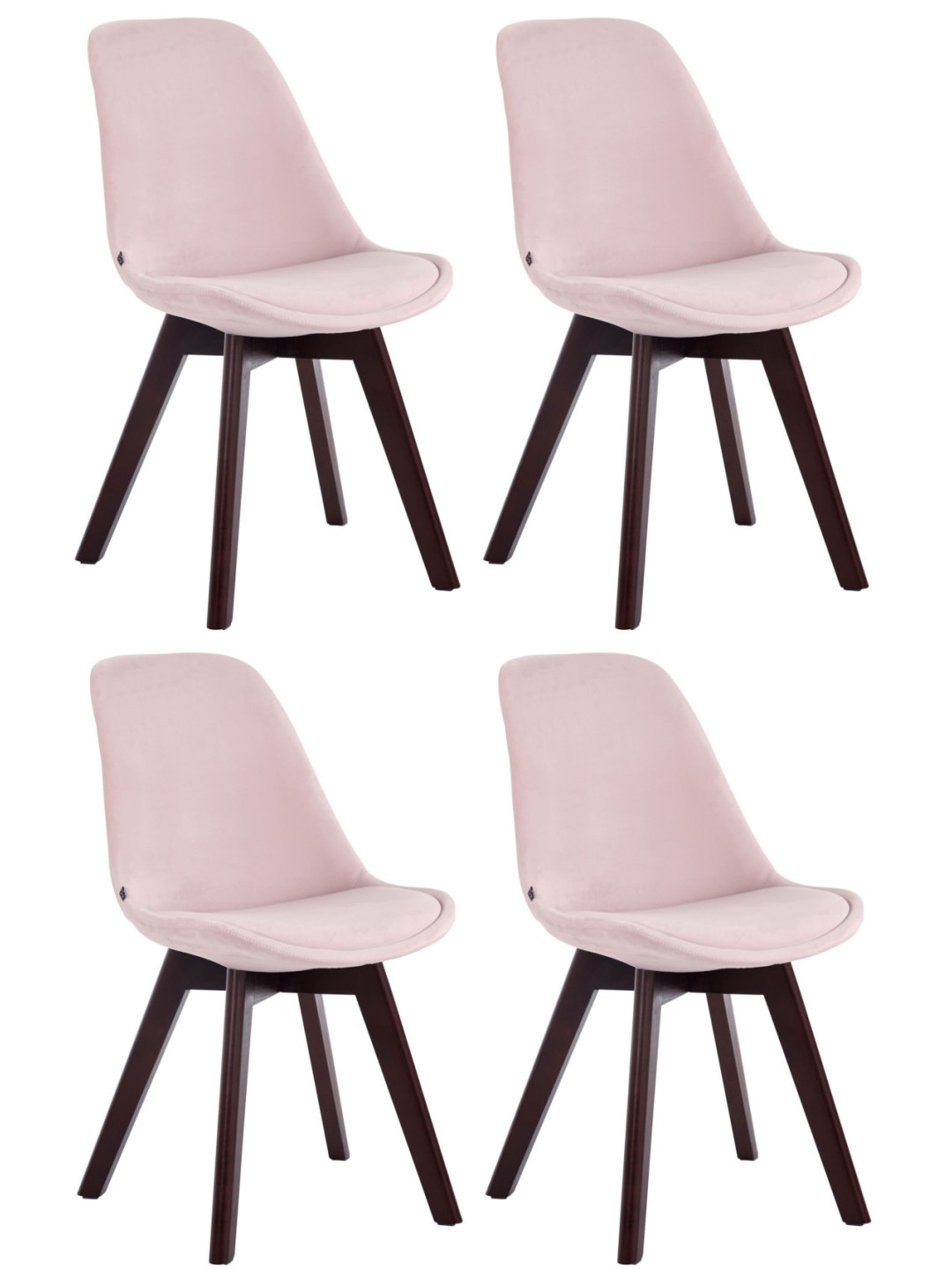 Set van 4 bezoekersstoelen Borneo V2 fluweel walnoot, roze