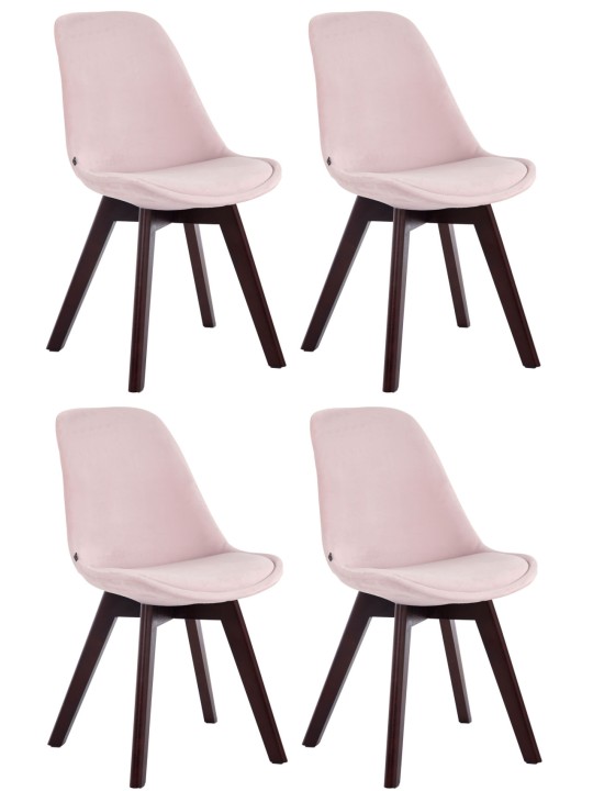 Set van 4 bezoekersstoelen Borneo V2 fluweel walnoot, roze