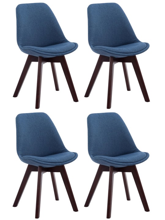Set van 4 bezoekersstoelen Borneo V2 walnoot stof, blauw Set van 4 bezoekersstoelen Borneo V2 walnoot stof, blauw