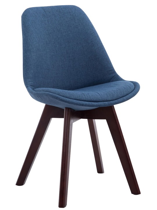 Set van 4 bezoekersstoelen Borneo V2 walnoot stof, blauw Set van 4 bezoekersstoelen Borneo V2 walnoot stof, blauw