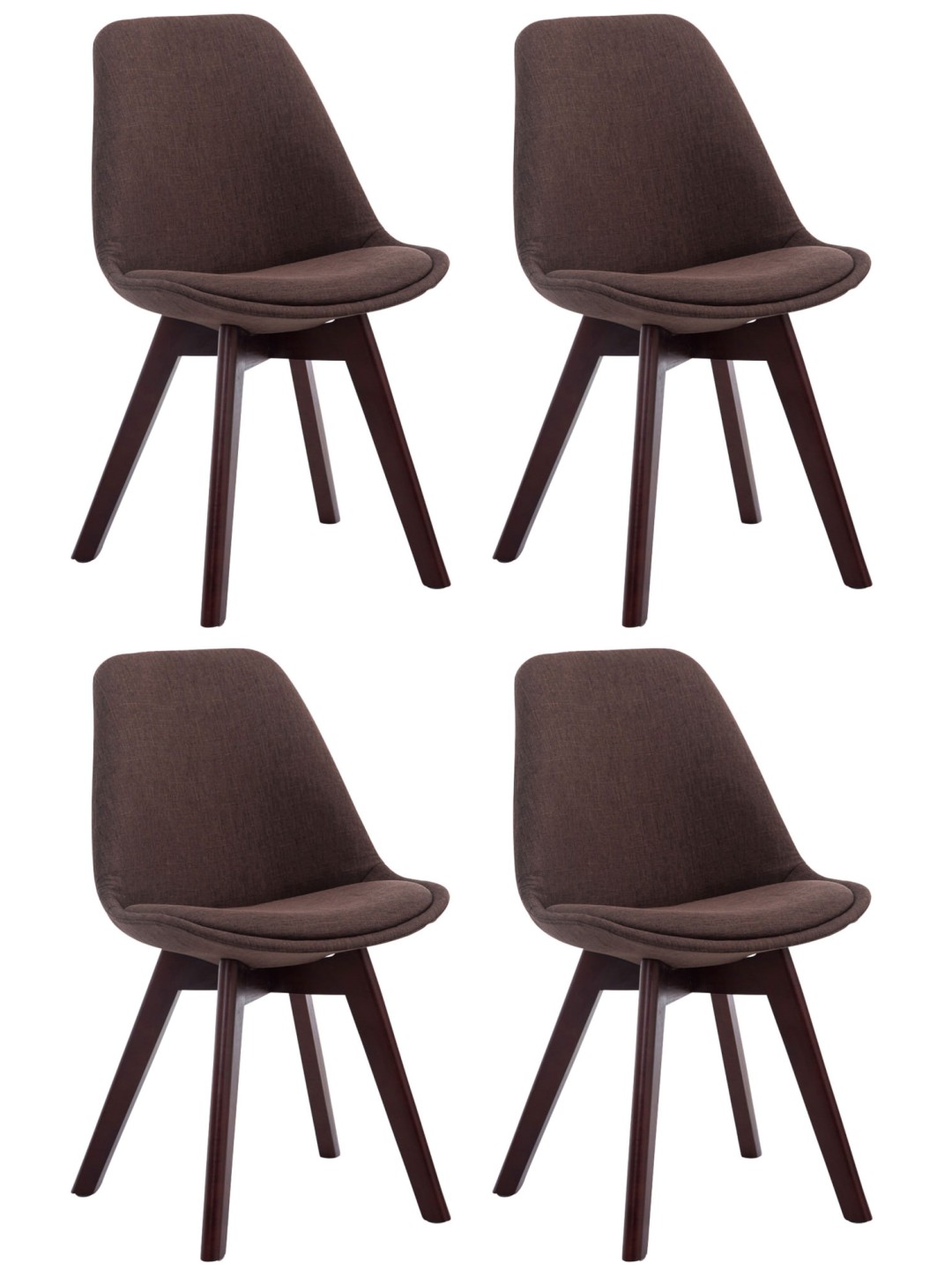 Set van 4 bezoekersstoelen Borneo V2 walnoot stof, bruin