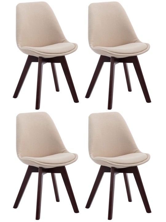Set van 4 bezoekersstoelen Borneo V2 walnoot stof, crème Set van 4 bezoekersstoelen Borneo V2 walnoot stof, crème