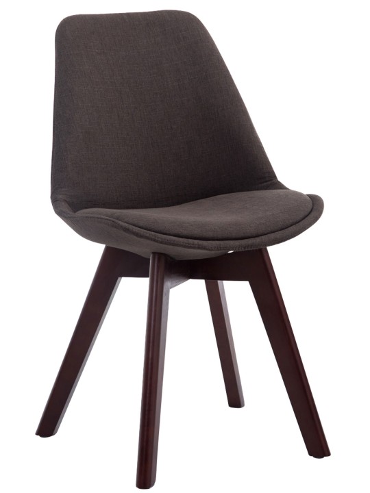 Set van 4 bezoekersstoelen Borneo V2 walnoot stof, donkergrijs