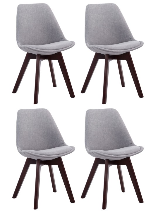 Set van 4 bezoekersstoelen Borneo V2 walnoot stof, grijs