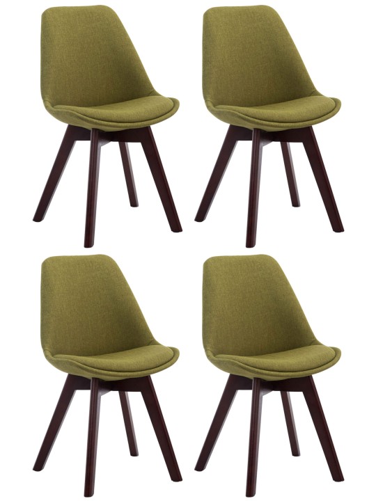 Set van 4 bezoekersstoelen Borneo V2 walnoot stof, groen Set van 4 bezoekersstoelen Borneo V2 walnoot stof, groen
