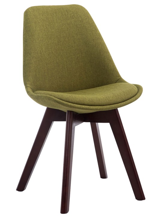 Set van 4 bezoekersstoelen Borneo V2 walnoot stof, groen Set van 4 bezoekersstoelen Borneo V2 walnoot stof, groen