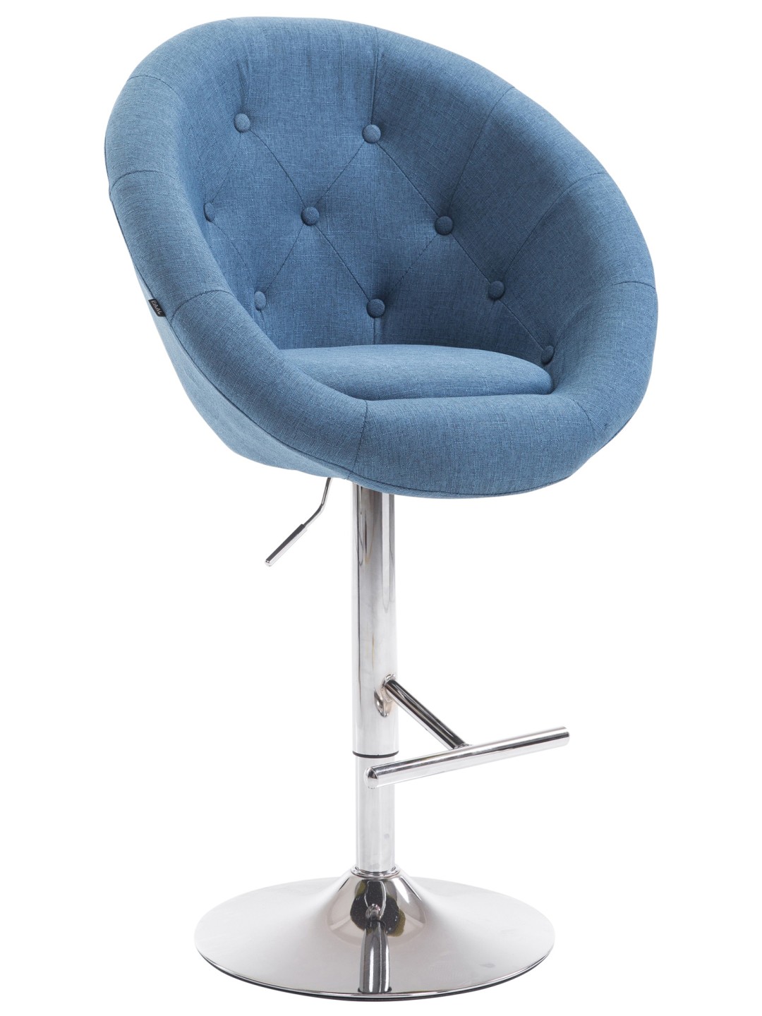 Barkruk London V2 stof chroom, blauw