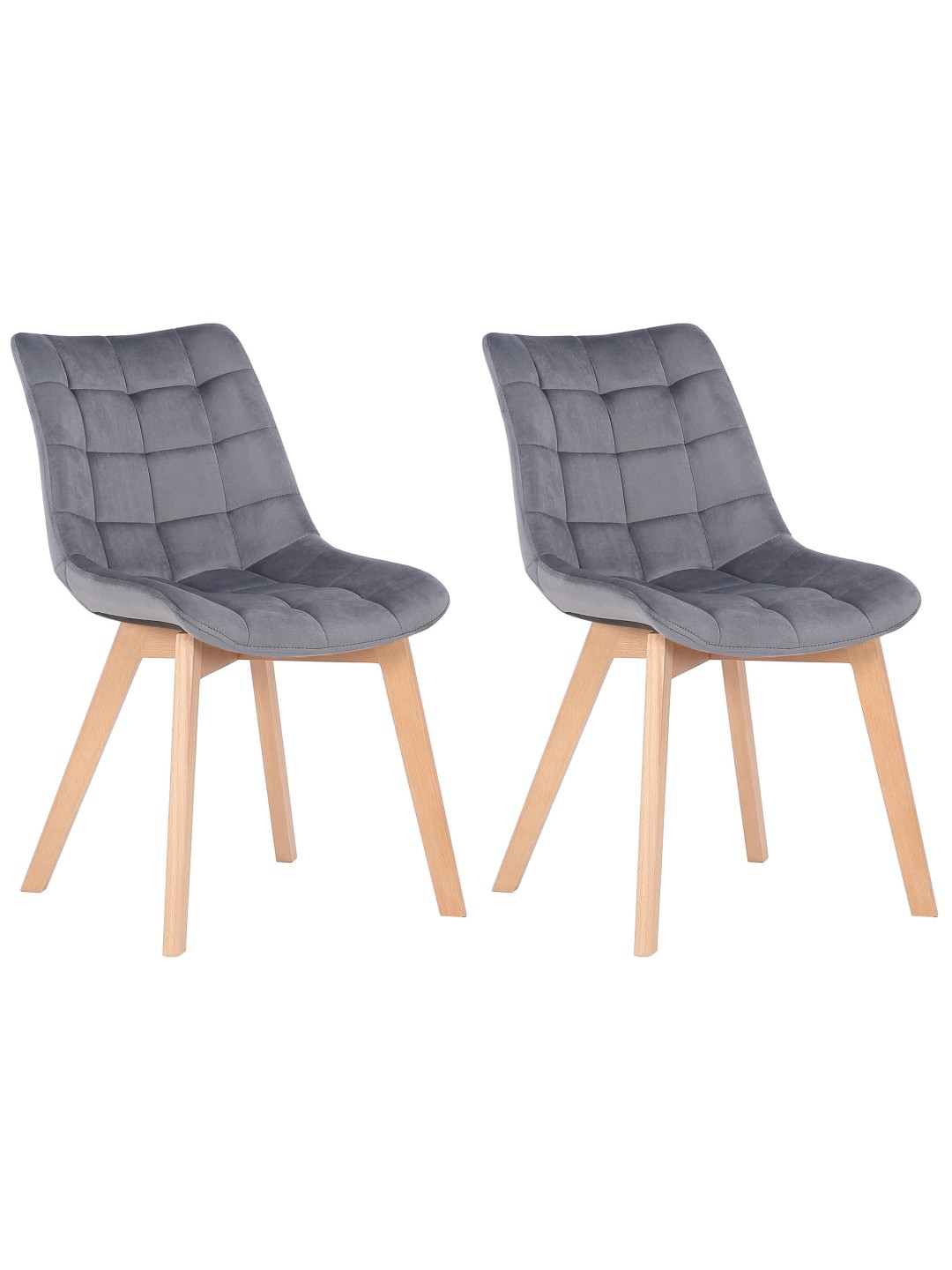 Set van 2 eetkamerstoelen Passaic fluweel, grijs