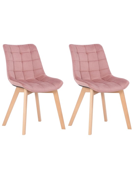 Set van 2 eetkamerstoelen Passaic fluweel, roze