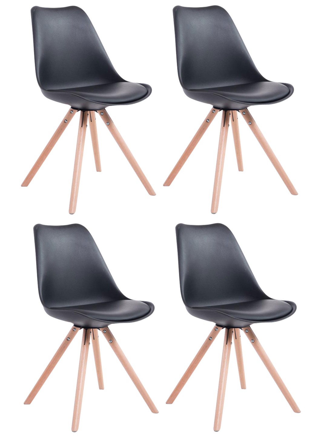 Set van 4 stoelen Toulouse kunstleer rond naturel, zwart
