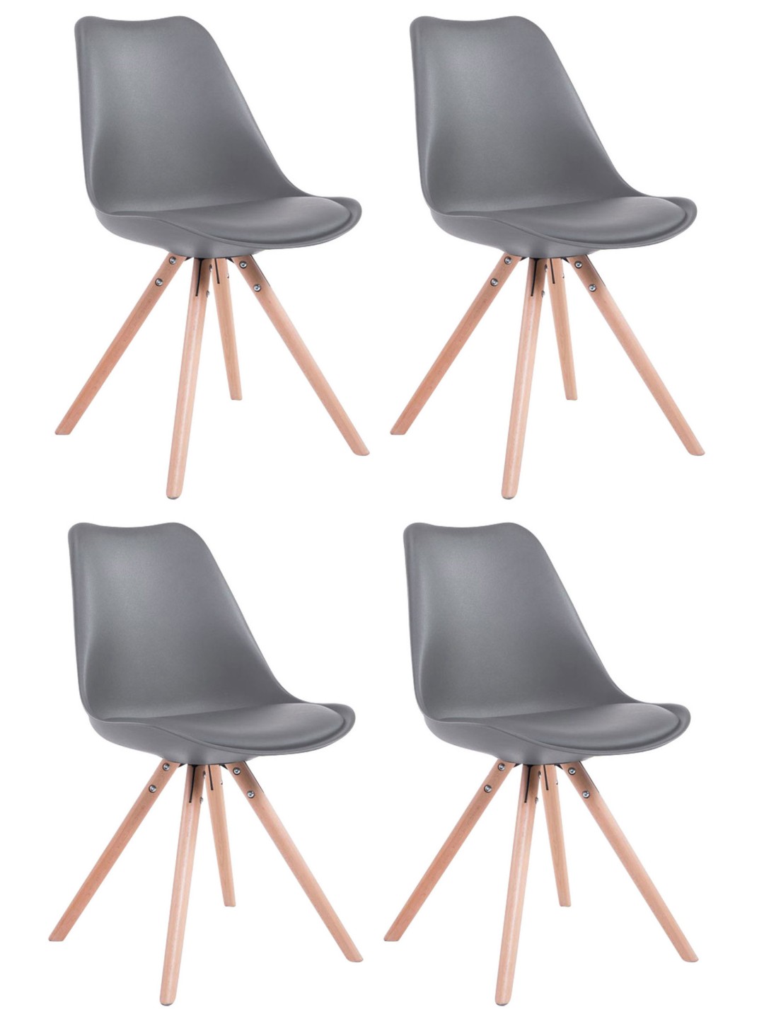 Set van 4 stoelen Toulouse kunstleer rond naturel, grijs