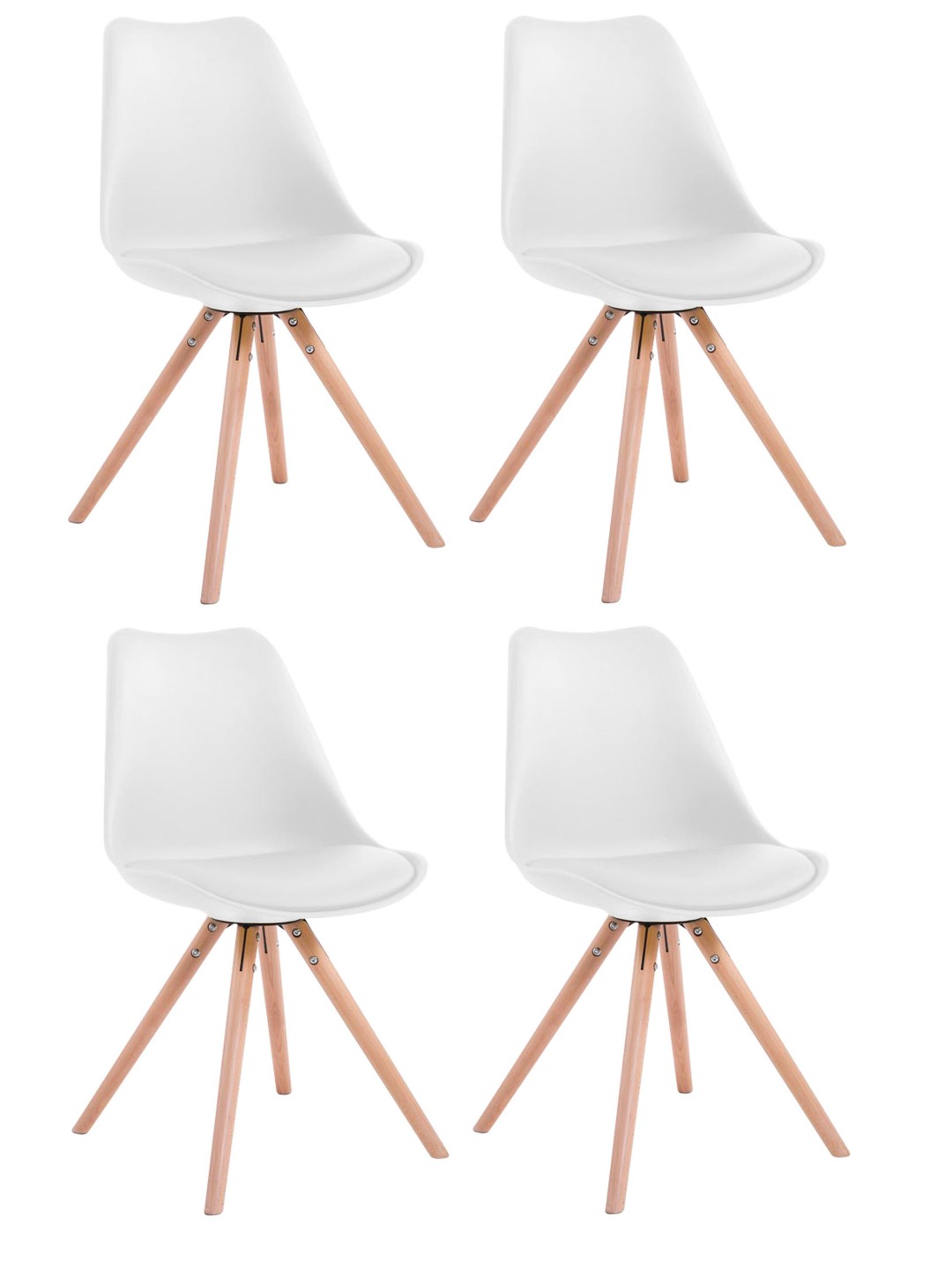 Set van 4 stoelen Toulouse kunstleer rond naturel, wit