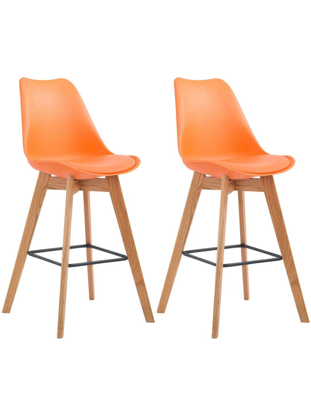 Set van 2 barkrukken Metz kunststof naturel, oranje