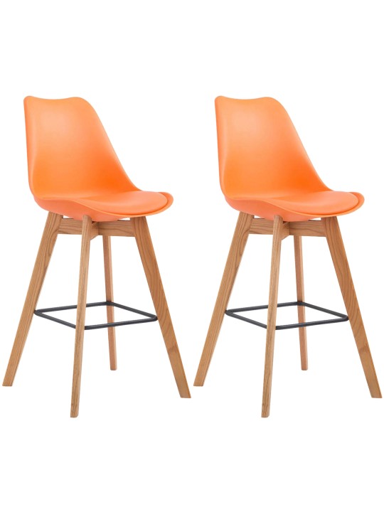 Set van 2 barkrukken Metz kunststof naturel, oranje