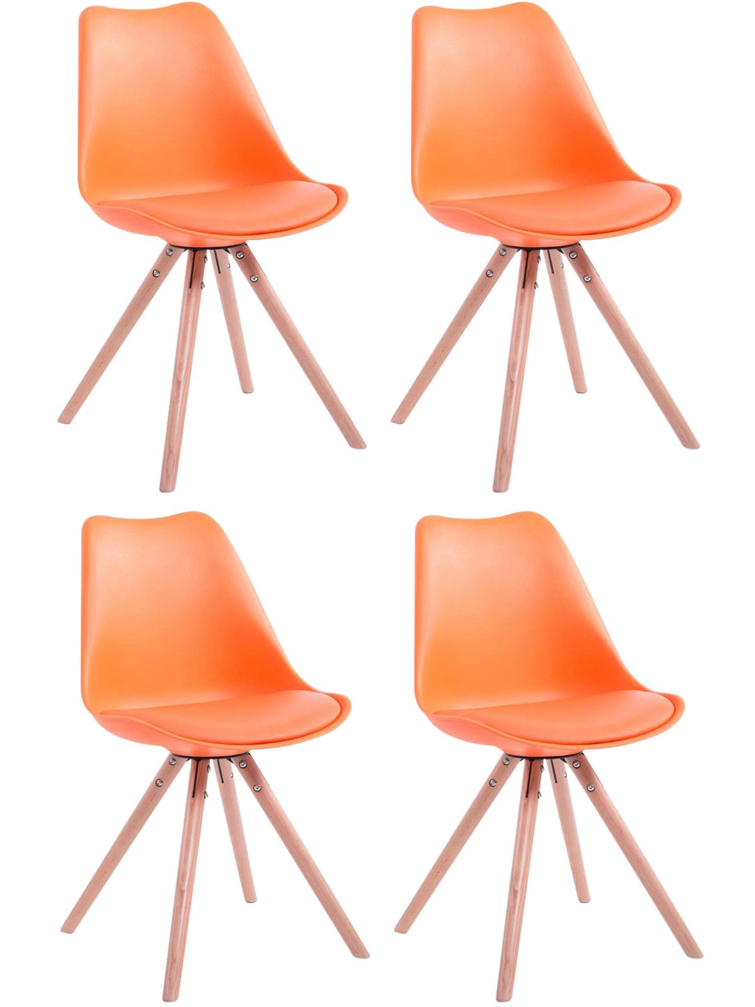 Set van 4 stoelen Toulouse kunstleer rond naturel, oranje