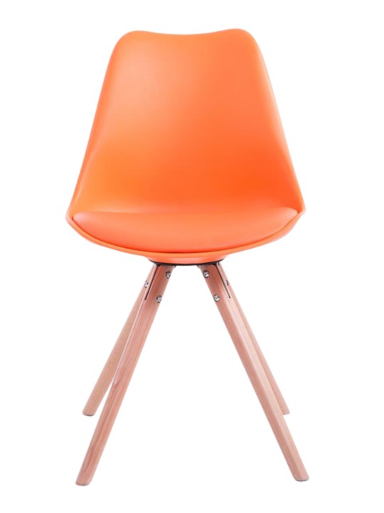 Set van 4 stoelen Toulouse kunstleer rond naturel, oranje