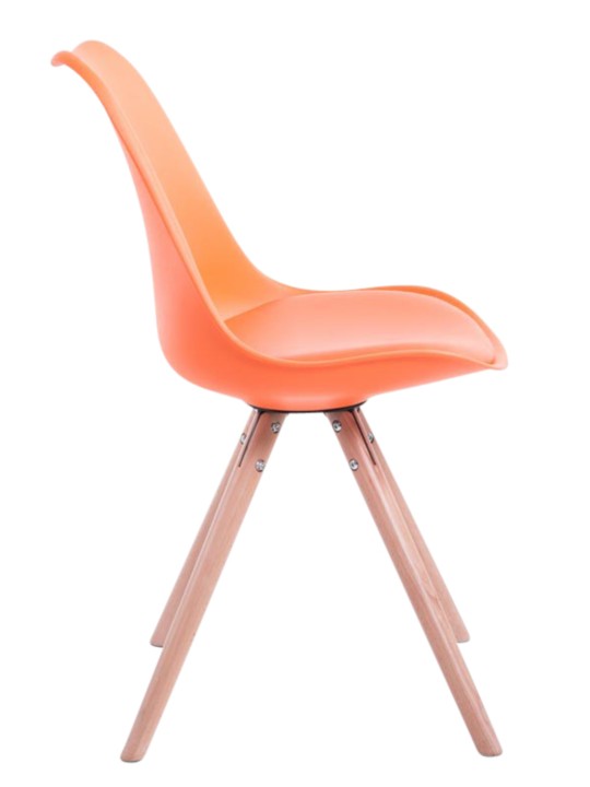 Set van 4 stoelen Toulouse kunstleer rond naturel, oranje