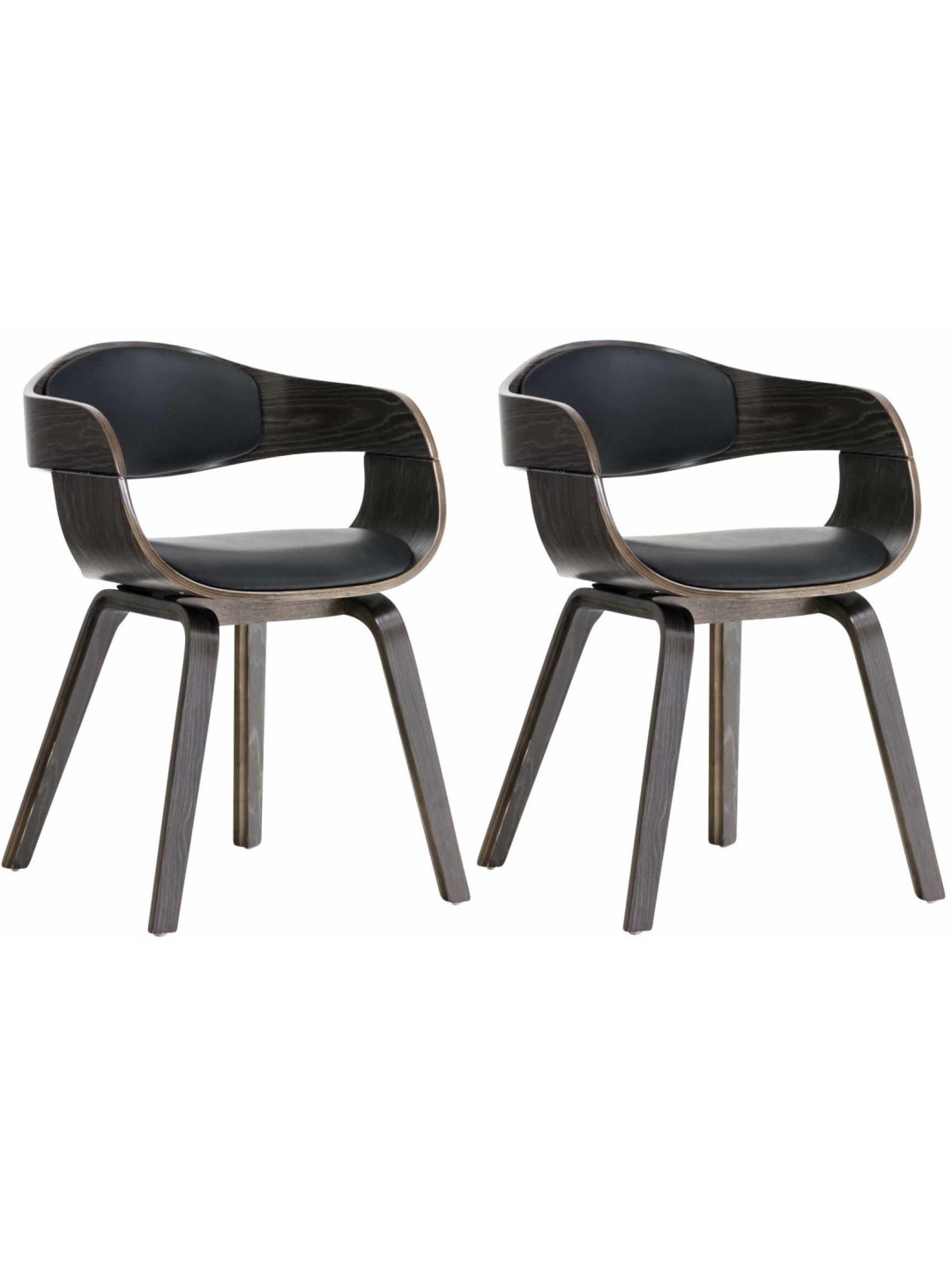 Set van 2 stoelen Kingston kunstleer, zwart/grijs