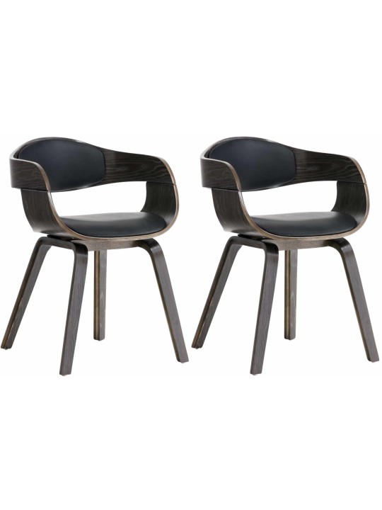 Set van 2 stoelen Kingston kunstleer, zwart/grijs