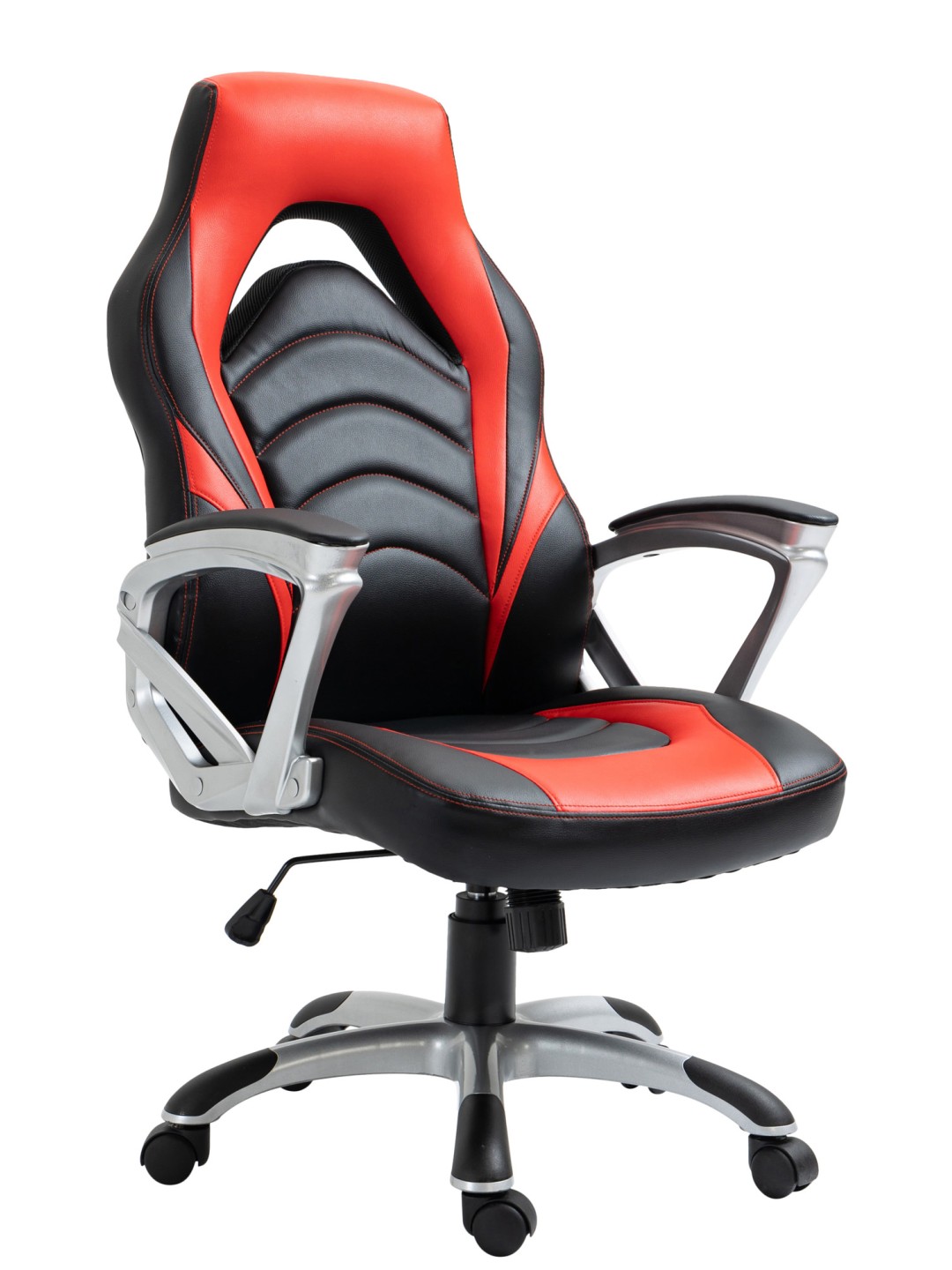 Bureaustoel Foxton kunstleer, zwart/rood