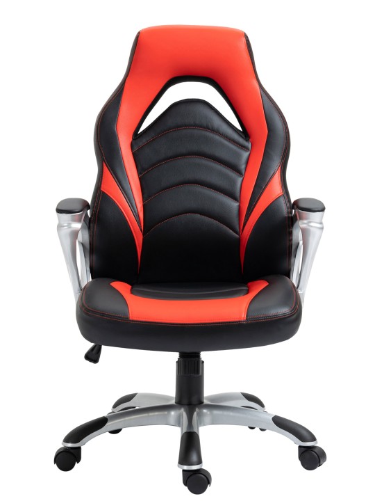 Bureaustoel Foxton kunstleer, zwart/rood