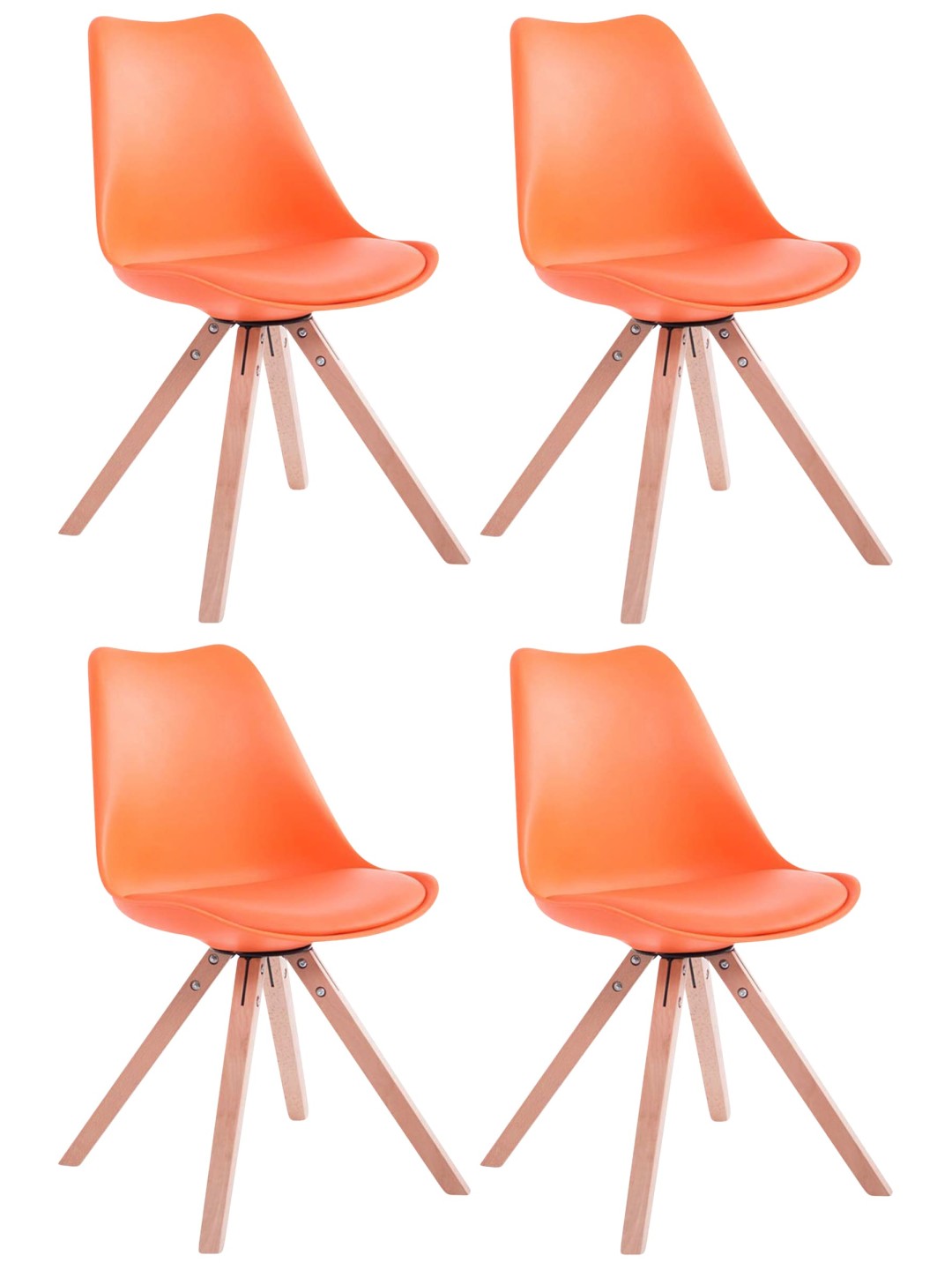 Set van 4 stoelen Toulouse kunstleer Natura Vierkant, oranje