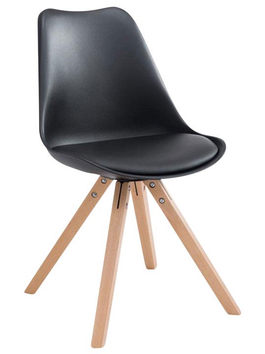 Set van 4 stoelen Toulouse kunstleer Natura Vierkant, zwart