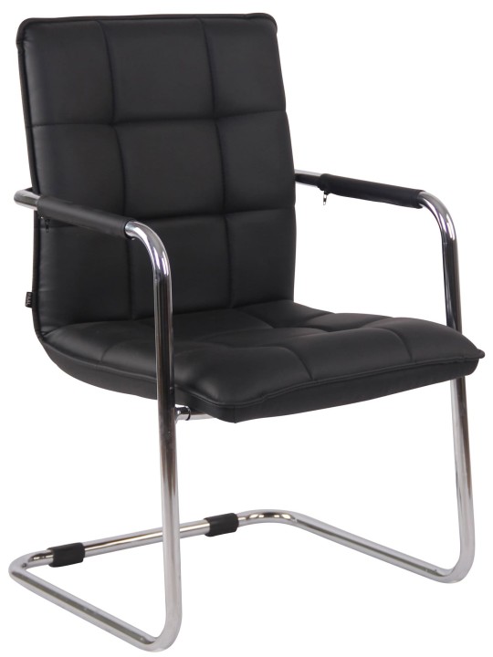 Set van 2 bezoekersstoelen Gandia kunstleer chroom, zwart Set van 2 bezoekersstoelen Gandia kunstleer chroom, zwart