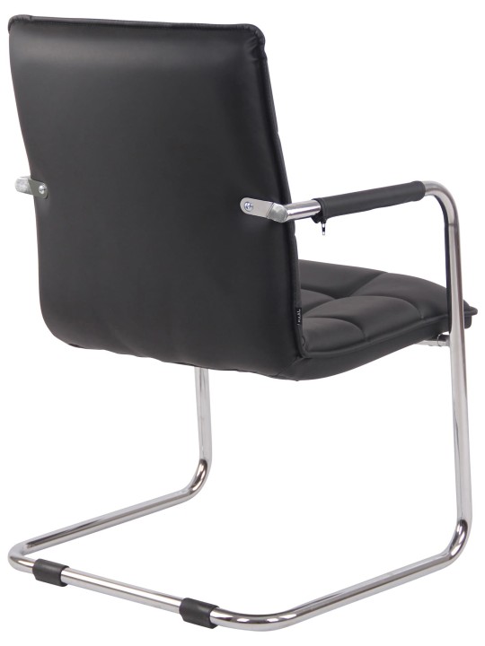 Set van 2 bezoekersstoelen Gandia kunstleer chroom, zwart Set van 2 bezoekersstoelen Gandia kunstleer chroom, zwart