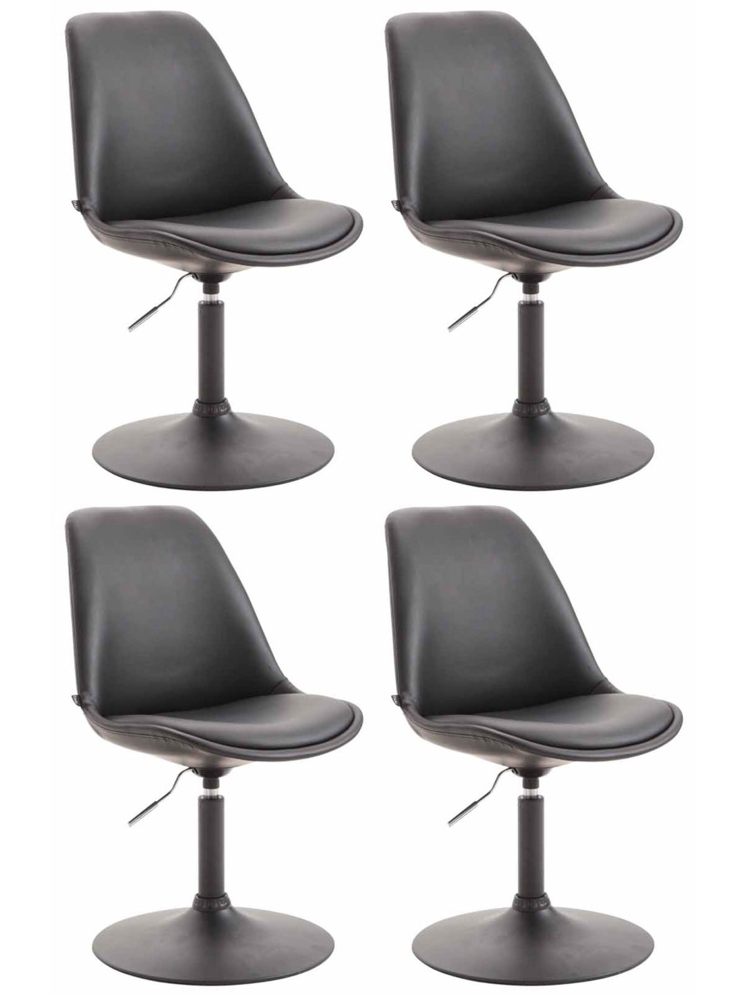 Set van 4 eetkamerstoelen Maverick B kunstleer, zwart